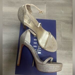 Stuart Weitzman Gold Glitter Nudist Platform 6.5 US